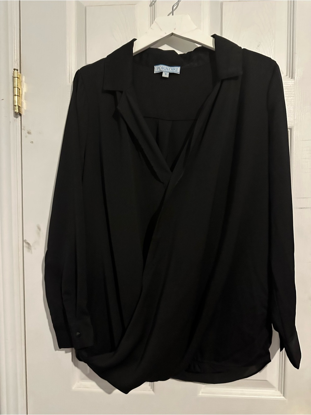 PokKori Black Draped Blouse size S